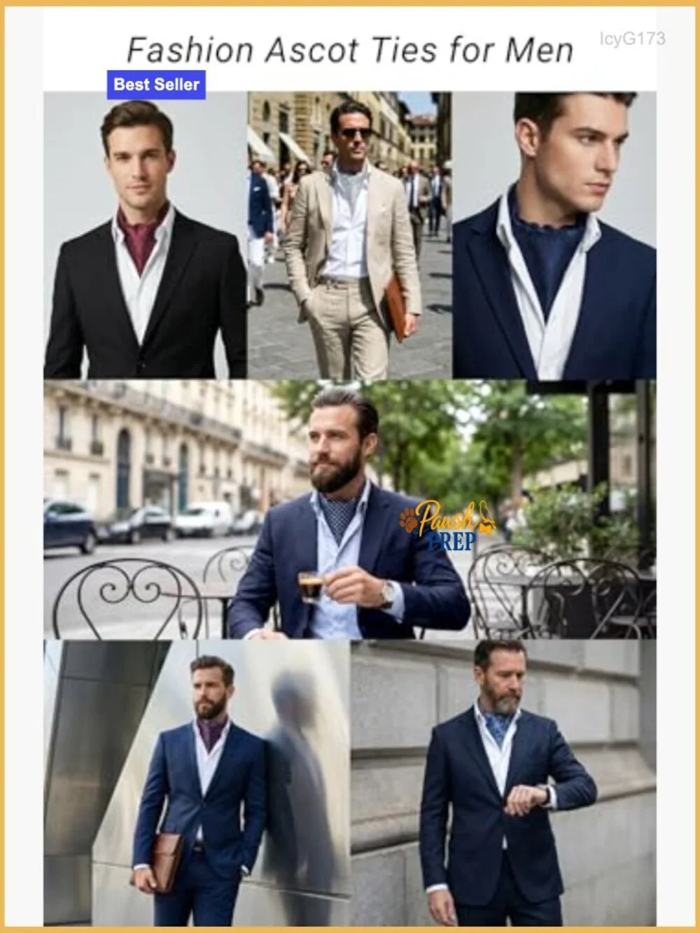 Silk Blend Ascot Tie for Wedding Formal Business Events